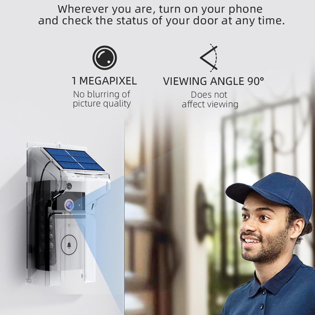 Home Cinema Hd - Wifivisual Türklingel-Kamera, kabelloses Solar-Laden, wasserdicht, Nachtsicht,