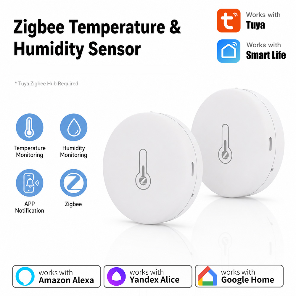 Home Cinema Alexa - Tuya Zigbee Temperatur- und Luftfeuchtigkeitssensor, Mini-Fernüberwachung