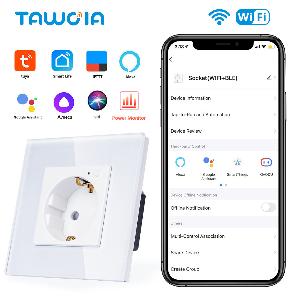 Home Cinema Alexa - TAWOIA Wifi Steckdose EU Standard Glas
